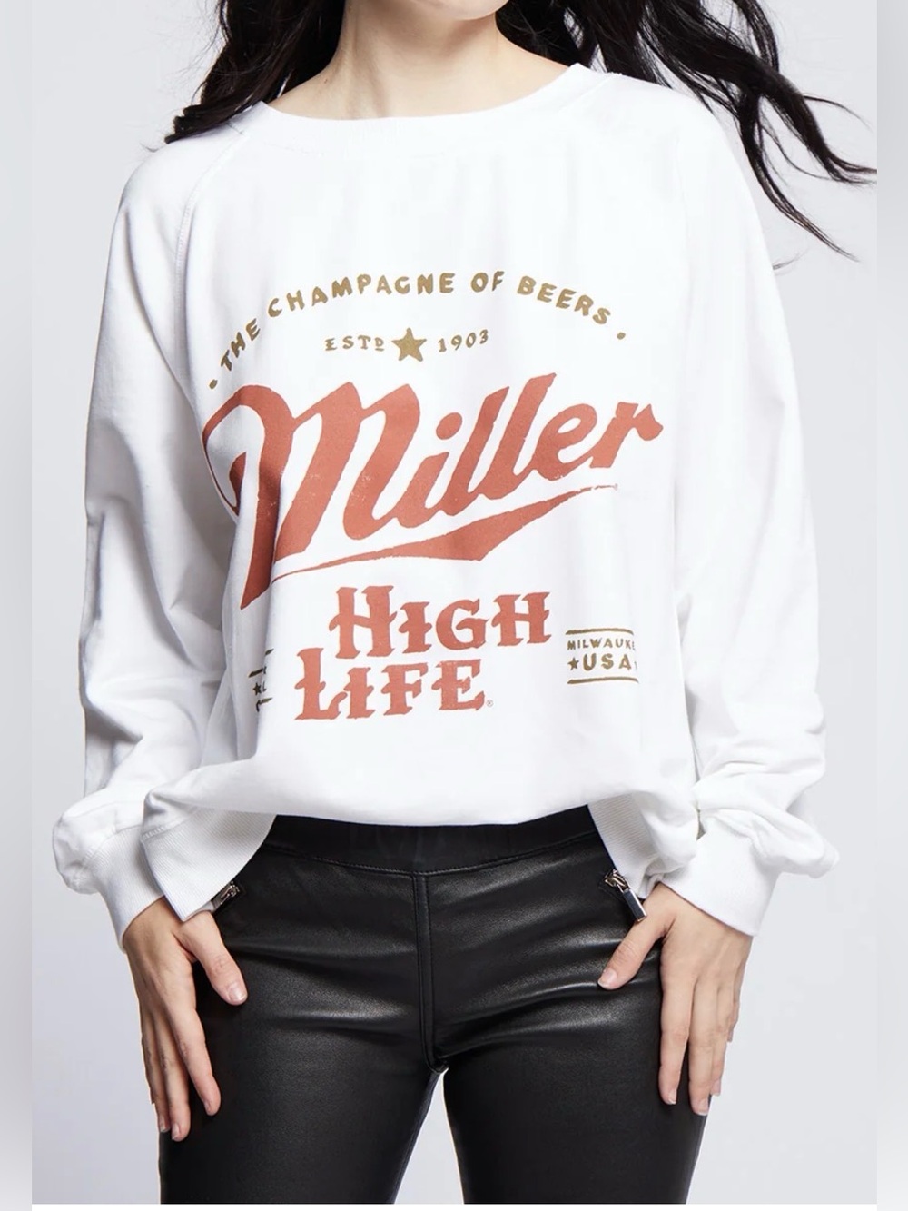 Recycled Karma - Oversized Miller High Life Vintage Long Sleeve Sweatshirt SZ M
